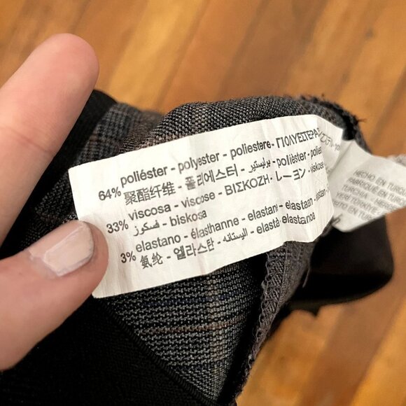 Zara Basic gray white checkered dress pants slim leg style trousers comfortable - Picture 5 of 5